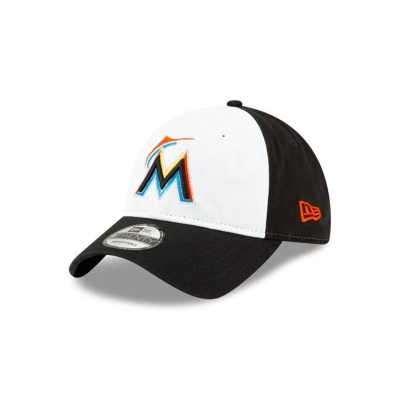 White Miami Marlins Hat - New Era MLB Core Classic OTC 9TWENTY Adjustable Caps USA3785420